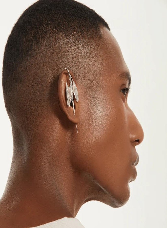 THE MEN THING SOAR DRAGON - Pure Titanium Steel Ear Crawler Hook Pin Cuff Earrings for Men & Boys - Image 2