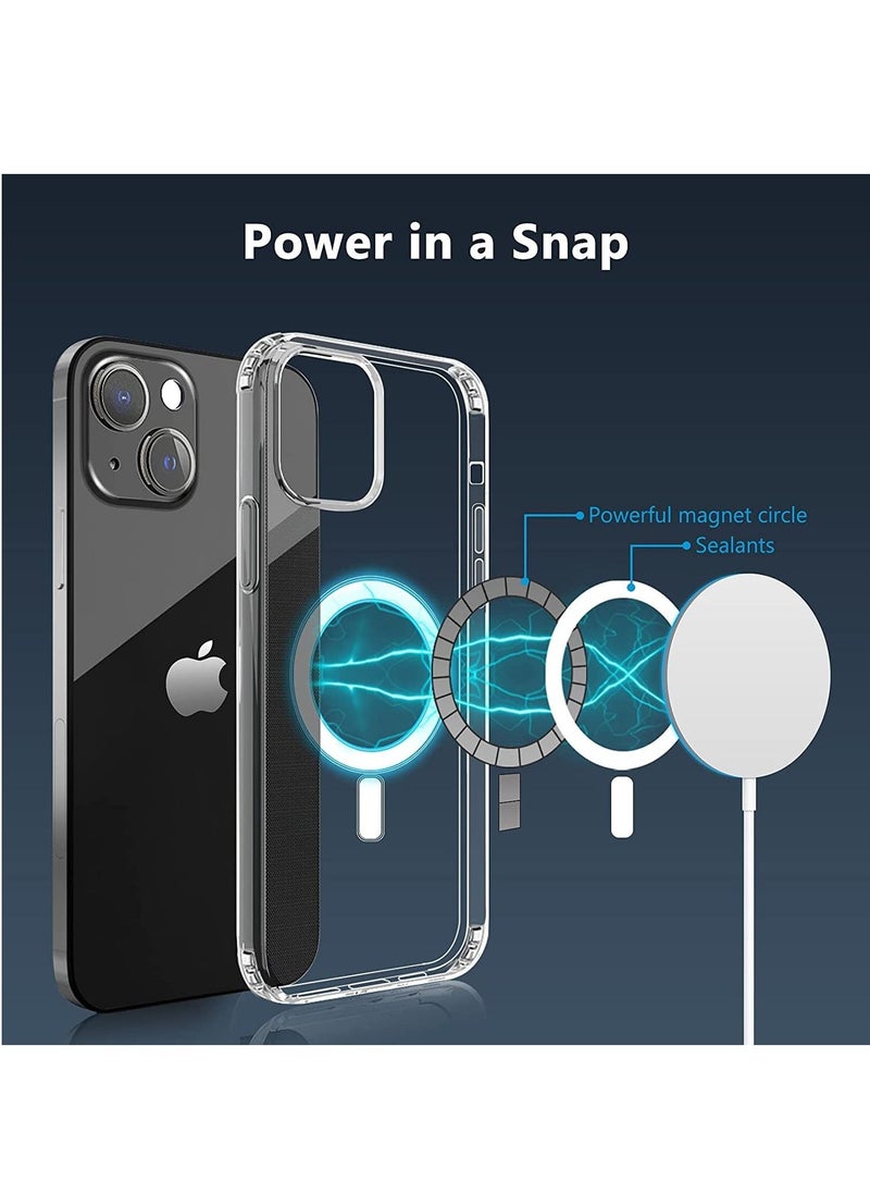 Houmt - Clear Magnetic Case with Built-in Magnets, Crystal Clear [Yellow Resistant] Anti-Scratch Slim Soft TPU Cover (iPhone 14) - Image 1