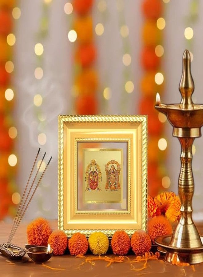 DIVINITI Lord Tirupati Balaji & Goddess Padmavati 24K Gold Plated Foil Tabletop Photo Frame for Home Décor, Puja Room, Luxury Gifting | DG Frame 015 S1A (10x10 CM) - Image 3