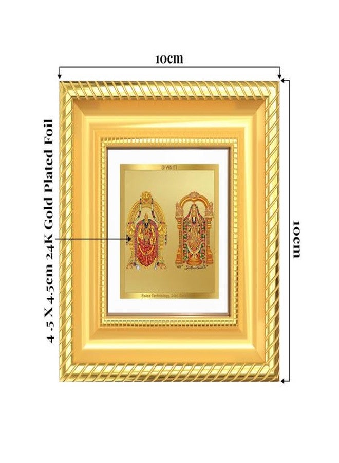 DIVINITI Lord Tirupati Balaji & Goddess Padmavati 24K Gold Plated Foil Tabletop Photo Frame for Home Décor, Puja Room, Luxury Gifting | DG Frame 015 S1A (10x10 CM) - Image 2