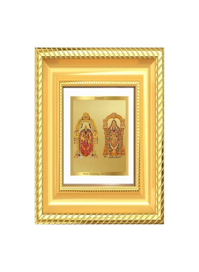 DIVINITI Lord Tirupati Balaji & Goddess Padmavati 24K Gold Plated Foil Tabletop Photo Frame for Home Décor, Puja Room, Luxury Gifting | DG Frame 015 S1A (10x10 CM) - Image 1