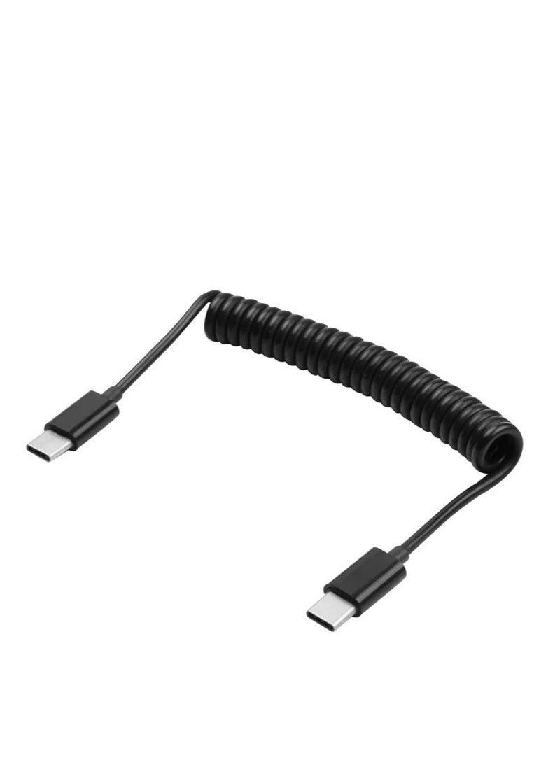 TWEGGON USB C To USB C Phone Charger Cord Coiled Spring Wire, USB C Type C Stretching Charger Cable 1.5meter stretchable Black  - Image 1