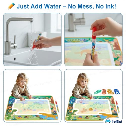 FunBlast Magic Water Drawing Mat with Rainbow Color Swatches - Aqua Magic Drawing Pad for Toddlers, Learning and Educational Doodle Mat for Toddler Girls, Boys, Kids (Dinosaur) - Image 5