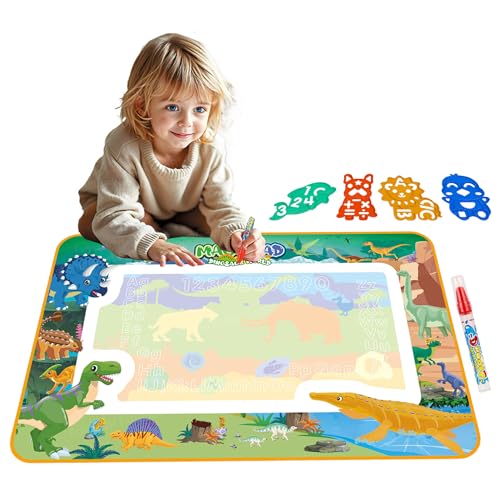 FunBlast Magic Water Drawing Mat with Rainbow Color Swatches - Aqua Magic Drawing Pad for Toddlers, Learning and Educational Doodle Mat for Toddler Girls, Boys, Kids (Dinosaur) - Image 1