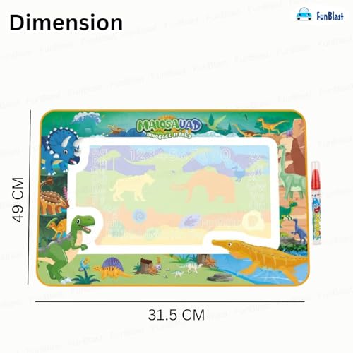 FunBlast Magic Water Drawing Mat with Rainbow Color Swatches - Aqua Magic Drawing Pad for Toddlers, Learning and Educational Doodle Mat for Toddler Girls, Boys, Kids (Dinosaur) - Image 2