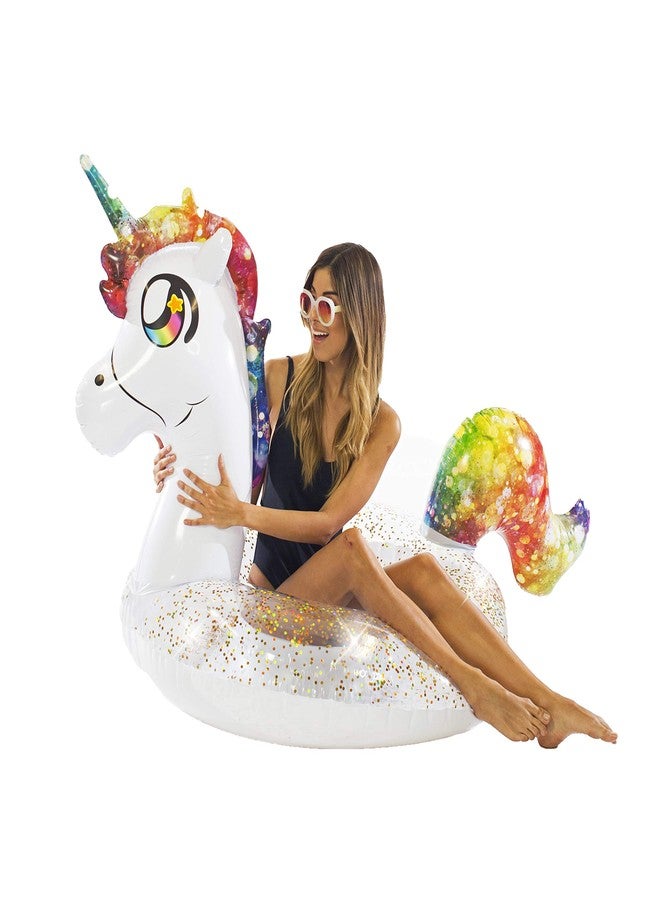 Poolcandy Jumbo 48" Unicorn Pool Tube, Stylish, Ultra Durable, Easy-Inflate PVC Pool Tube, Great for Pool, Beach, Lake, River, Perfect for Kids and Adults - Image 1