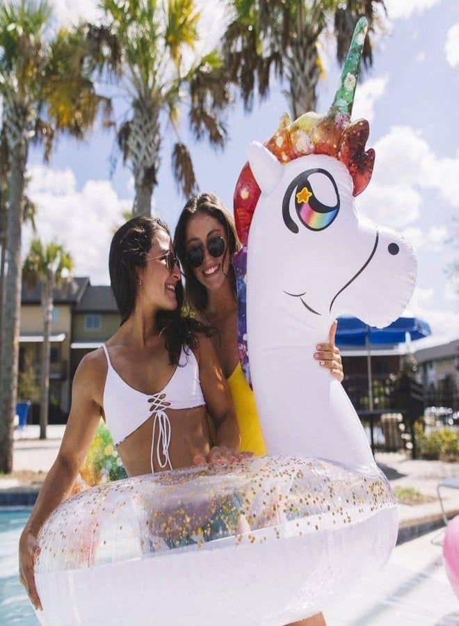 Poolcandy Jumbo 48" Unicorn Pool Tube, Stylish, Ultra Durable, Easy-Inflate PVC Pool Tube, Great for Pool, Beach, Lake, River, Perfect for Kids and Adults - Image 3