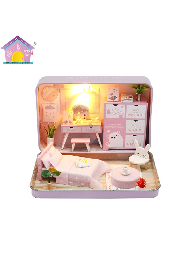 Hongda Diy Cabin Box Theater Handmade Assembled Model Room Creative Toy House Birthday Gift-Color:S932 No Tool Glue - Image 1