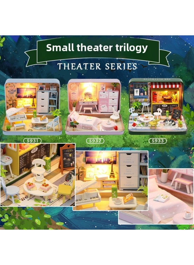 Hongda Diy Cabin Box Theater Handmade Assembled Model Room Creative Toy House Birthday Gift-Color:S932 No Tool Glue - Image 2