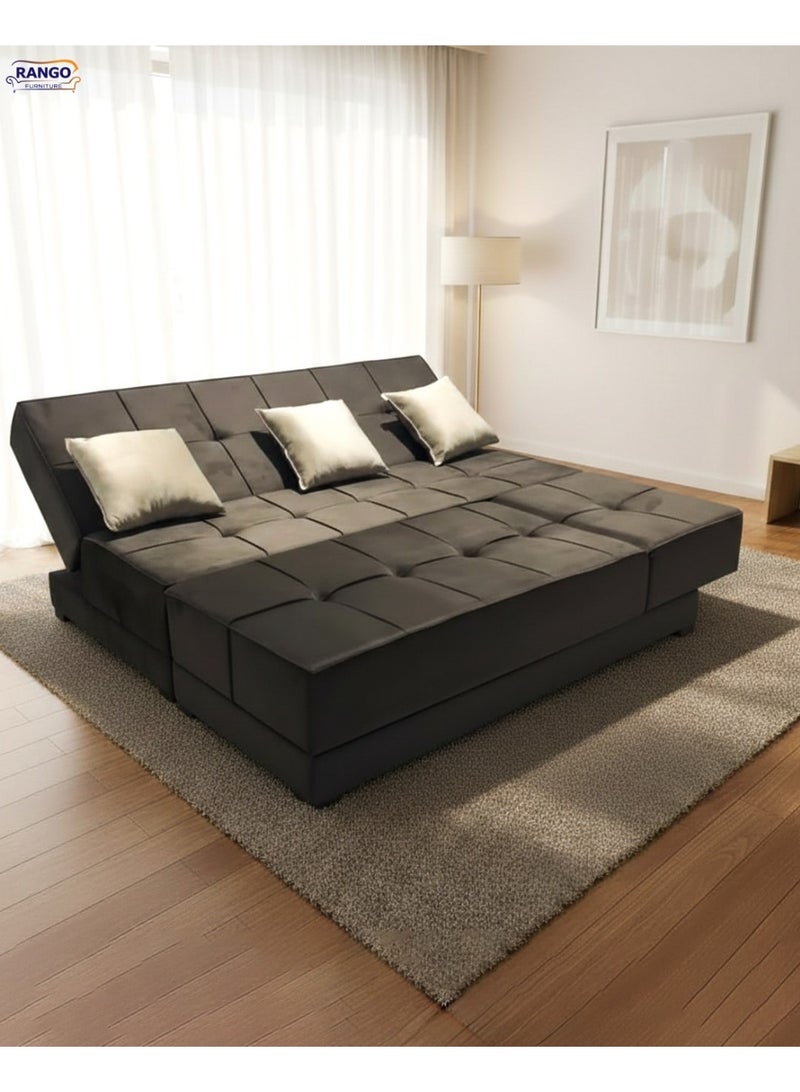 رانجو ركنة سرير من رانجو للاثاث مقاس 2.60*1.65تستخدام في غرفة المعيشة وغرفة الضيوف والمساحات الصغيرة، تتحول الى سريركبير بالون البني - Image 3