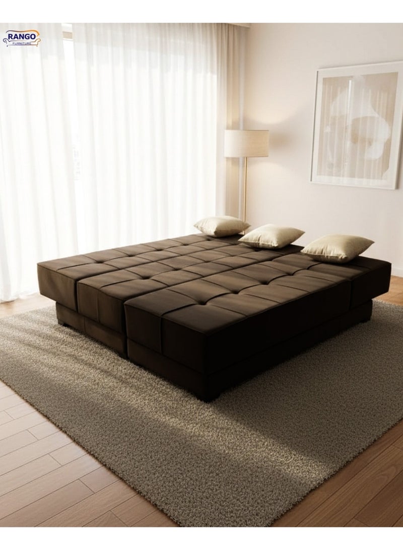 رانجو ركنة سرير من رانجو للاثاث مقاس 2.60*1.65تستخدام في غرفة المعيشة وغرفة الضيوف والمساحات الصغيرة، تتحول الى سريركبير بالون البني - Image 5