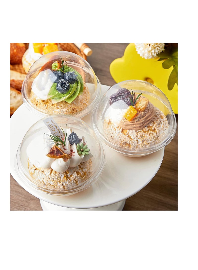 SYOSI 50 عد حزم قنابل الكاكاو الساخن صندوق بلاستيكي شفاف كروي لتغليف الشوكولاتة، حاويات كعك صغيرة مع أغطية قبة للكعك، والمافين، والمعجنات، والحلويات 390 مل 13.75 أونصة - Image 3