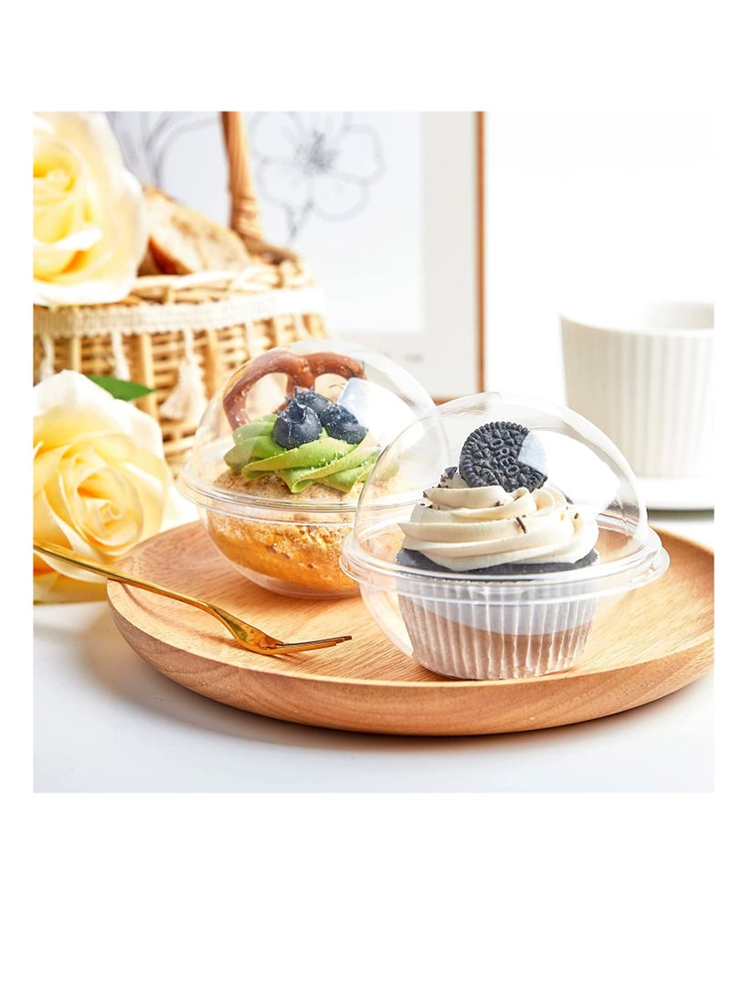 SYOSI 50 عد حزم قنابل الكاكاو الساخن صندوق بلاستيكي شفاف كروي لتغليف الشوكولاتة، حاويات كعك صغيرة مع أغطية قبة للكعك، والمافين، والمعجنات، والحلويات 390 مل 13.75 أونصة - Image 4