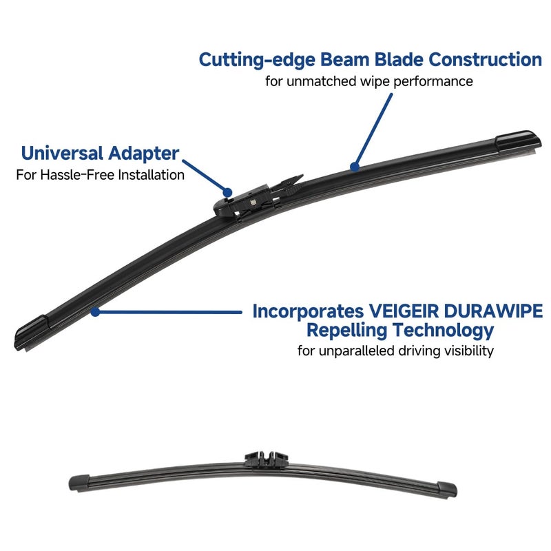 VEIGEIR 3 Pack Windshield Wiper Blades Compatible with Ford Escape 2013 2014 2015 2016 2017 2018 2019 Original Factory Quality Front Rear Wipers Blade Set for My Car - 28" 28" 11"(A283H) - Image 2