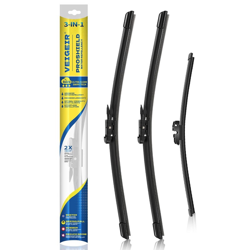 VEIGEIR 3 Pack Windshield Wiper Blades Compatible with Ford Escape 2013 2014 2015 2016 2017 2018 2019 Original Factory Quality Front Rear Wipers Blade Set for My Car - 28" 28" 11"(A283H) - Image 1