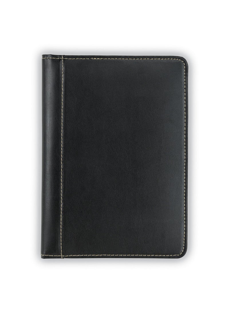 Samsill Samsill Contrast Stitch Faux-Leather Portfolio, Mini Size Business Interview Professional Padfolio, Includes 5 x 8 Inch Writing Pad, Black  - Image 4