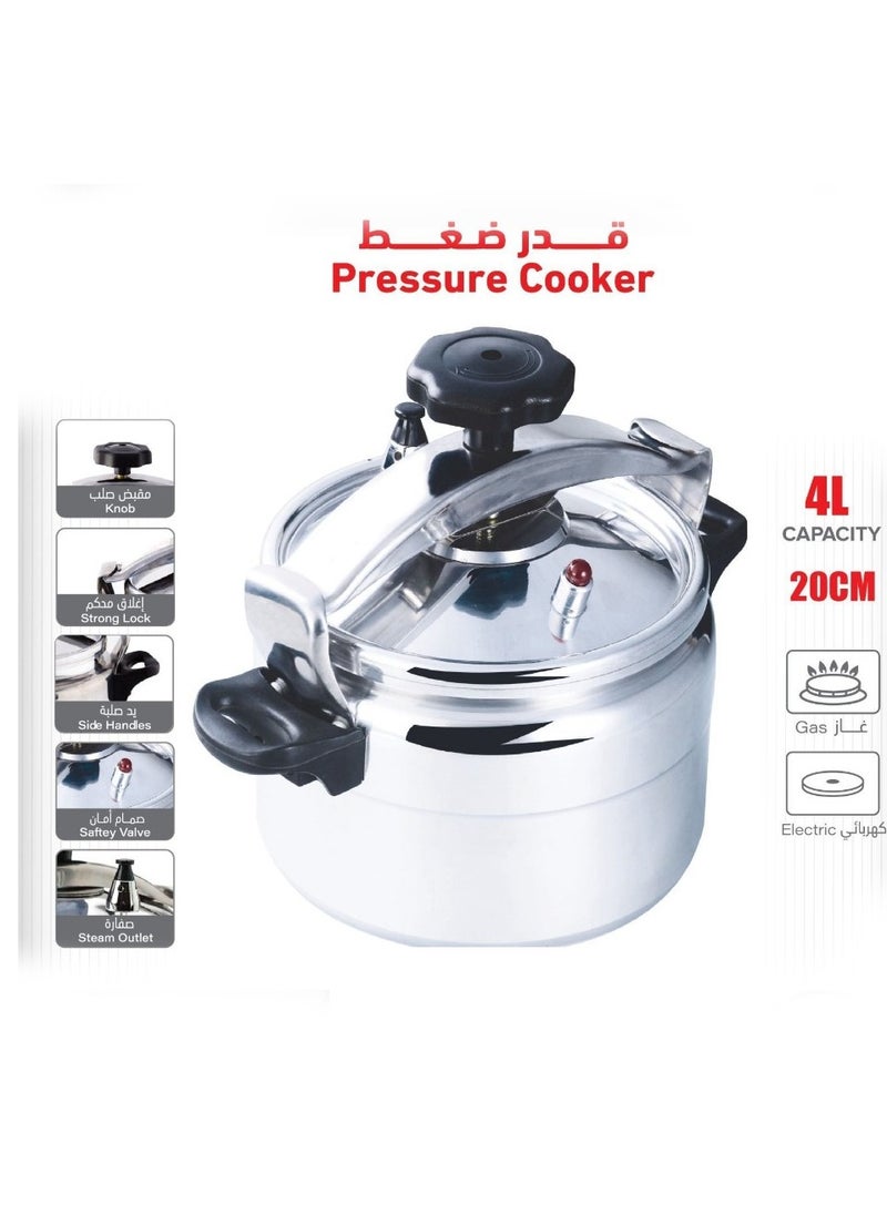 Dac Aluminum pressure cooker Silver capacity 4 liters 
