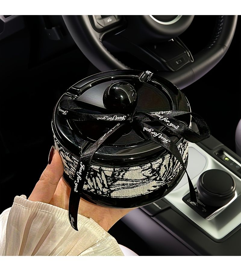 Luxury White Leather Dual Use Car Ashtray With Lid Anti Skid Decorative Premium Gift - Image 4