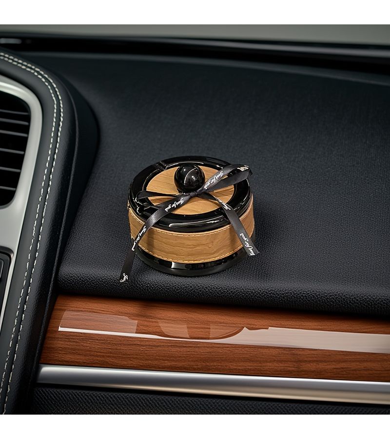 Luxury White Leather Dual Use Car Ashtray With Lid Anti Skid Decorative Premium Gift - Image 1