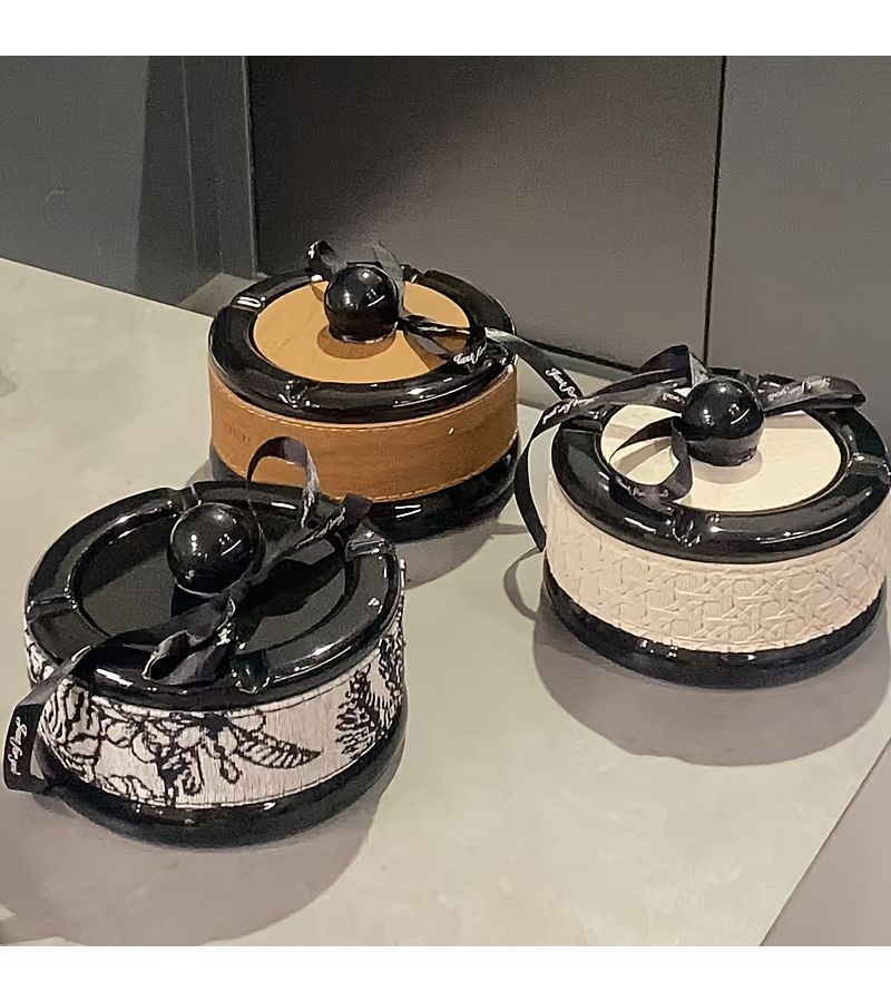 Luxury White Leather Dual Use Car Ashtray With Lid Anti Skid Decorative Premium Gift - Image 5