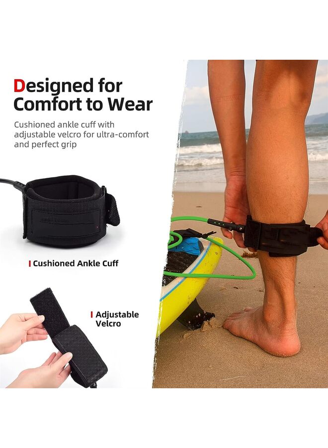 LAMAY Surfboard Leash, Straight Surf Board Leashes, Legrope Strap for Shortboard, Skimboard, Fishboard, Longboard, Paddleboard, Replacement Leg Rope - Image 4