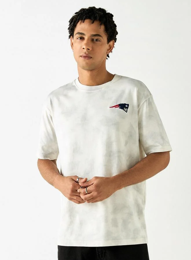 New England Patriots Print Crew Neck T-shirt with Short Sleeves
