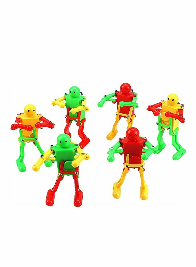 Funny Spring Wind-up Dancing Walking Robot Toy for Kids, Playset Kids Role Playing, Swing Function Buddies Robots Theme Party Activity, 6 Pcs, Random color - Image 1