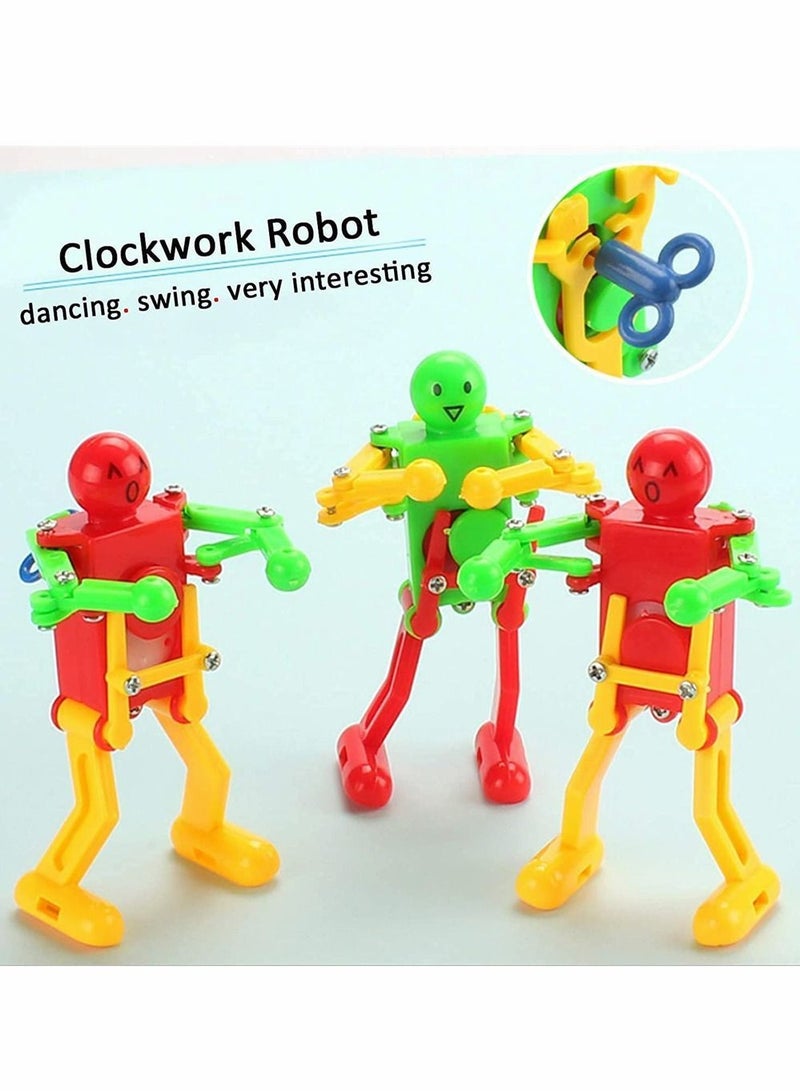 Funny Spring Wind-up Dancing Walking Robot Toy for Kids, Playset Kids Role Playing, Swing Function Buddies Robots Theme Party Activity, 6 Pcs, Random color - Image 5