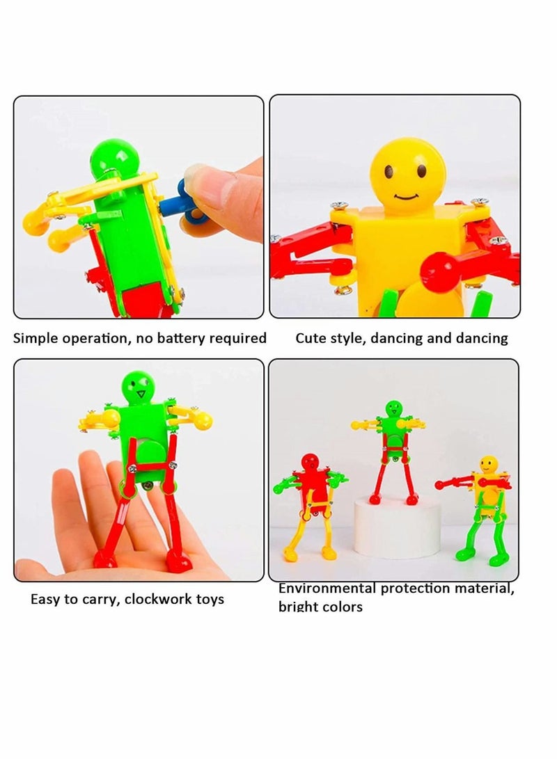 Funny Spring Wind-up Dancing Walking Robot Toy for Kids, Playset Kids Role Playing, Swing Function Buddies Robots Theme Party Activity, 6 Pcs, Random color - Image 3