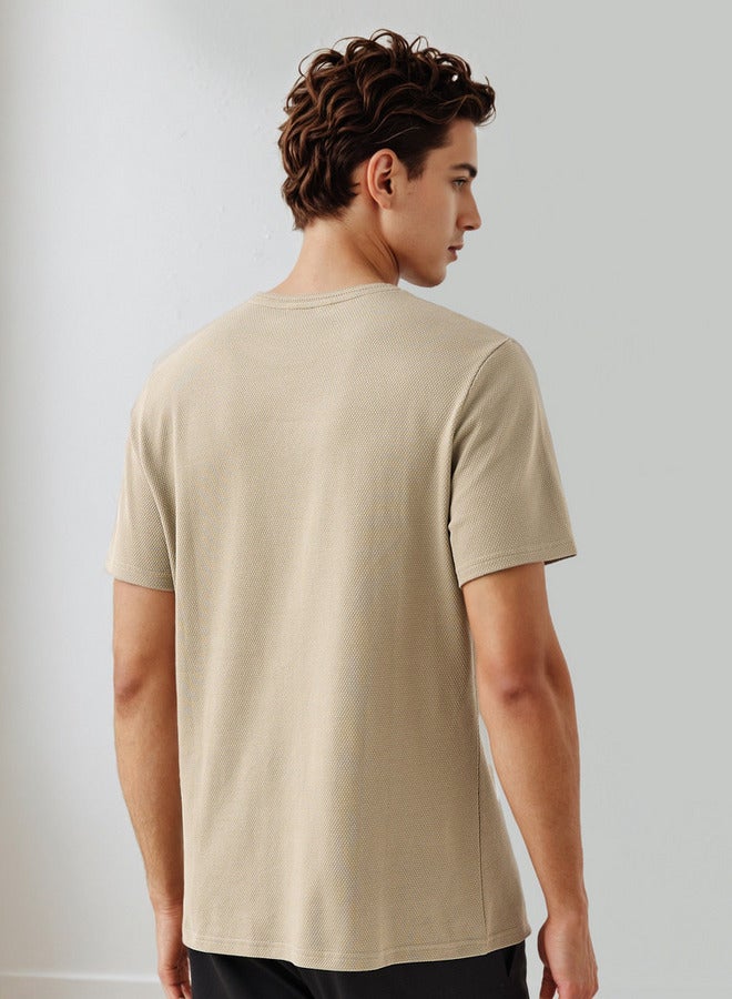 Iconic Men's Regular Fit Crew Neck Short Sleeves Textured T-shirt - Image 3