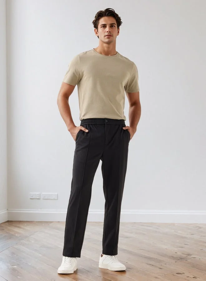 Iconic Iconic Men's Regular Fit Crew Neck Short Sleeves Textured T-shirt