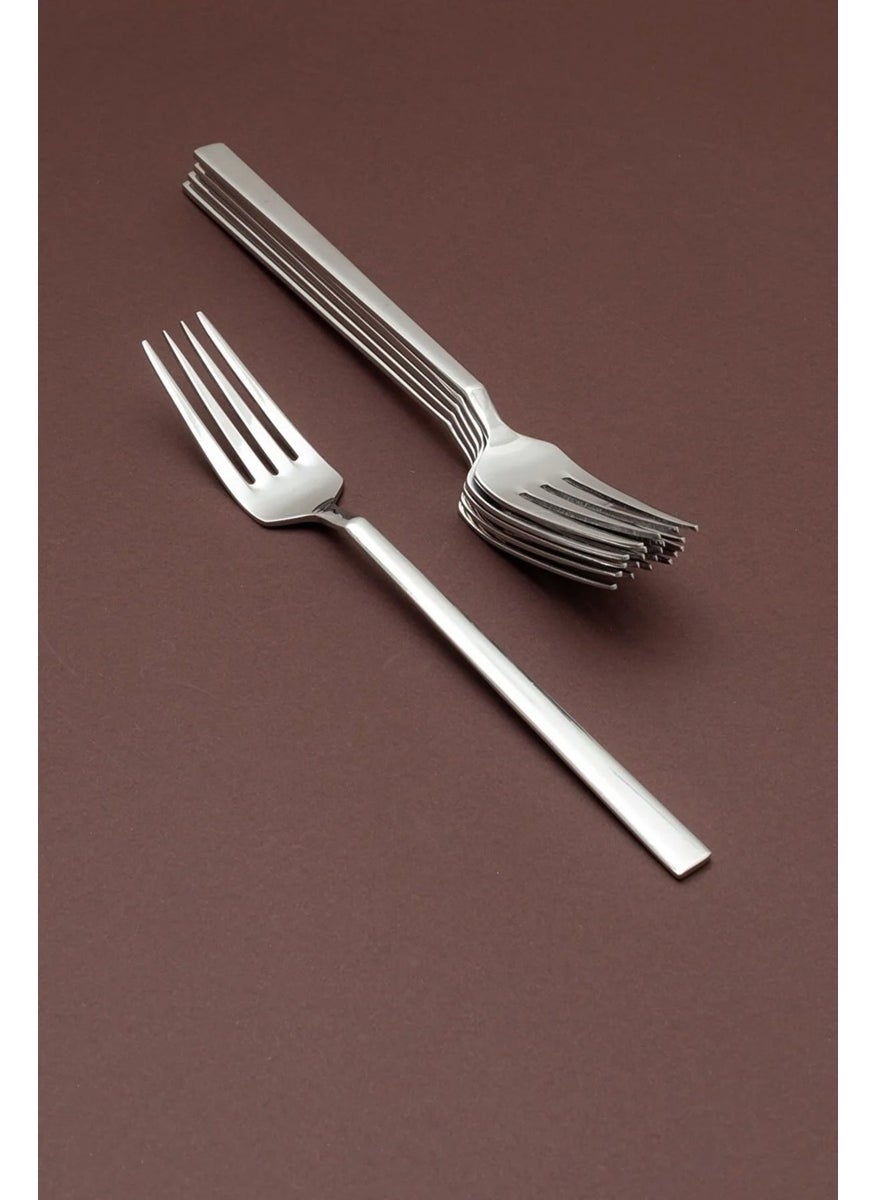 Hazarpazar 6 Piece Natural Flat Model Cutlery Set for 6 Persons 