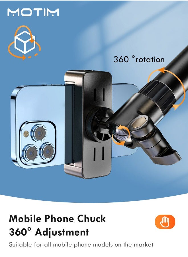 Motim - 10.3" Selfie Ring Light, 21.65'' Foldable Desk Stand and 2 Mobile Phone Holders, Overhead Phone Mount with Ring Lights, Desk Phone Light with Tripod Adjustable Shooting Arm for Video Recording, YouTube, TikTok, Live Streaming - Image 1