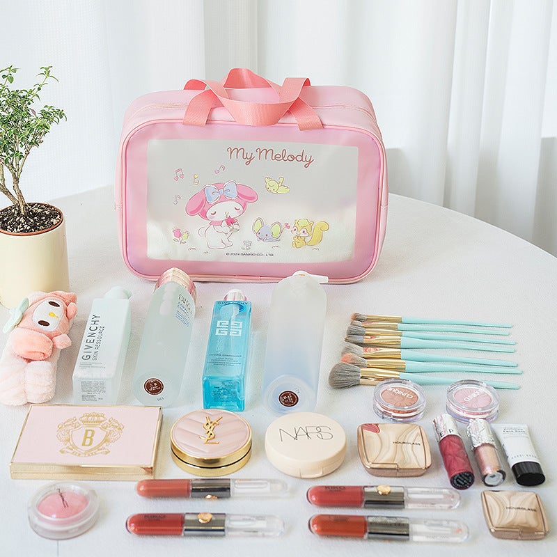 Cosmetic Storage Bag PU Waterproof Large Capacity Cute Cartoon Design - Transparent Window for Home Travel Bath Fitness Use - Image 3