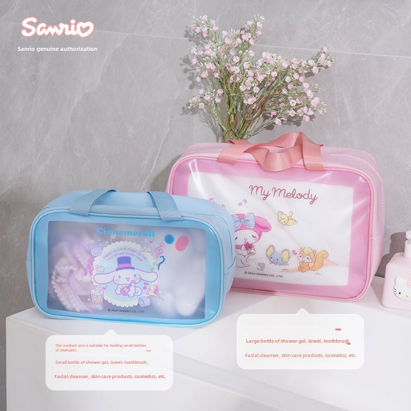 Cosmetic Storage Bag PU Waterproof Large Capacity Cute Cartoon Design - Transparent Window for Home Travel Bath Fitness Use - Image 4