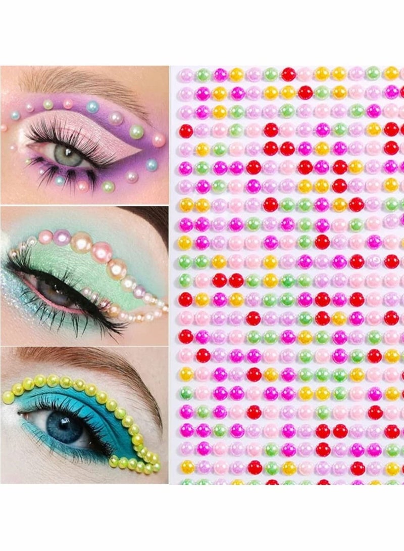 Excefore Self Adhesive Pearl Stickers Makeup,Colorful Pearls Gems for Eyes Face Nail Temporary Tattoo Gems Jewelry DIY Crafts Home Decoration Scrapbooking Embellishments Accessories Festival Decorations, 4 Siz  - Image 2
