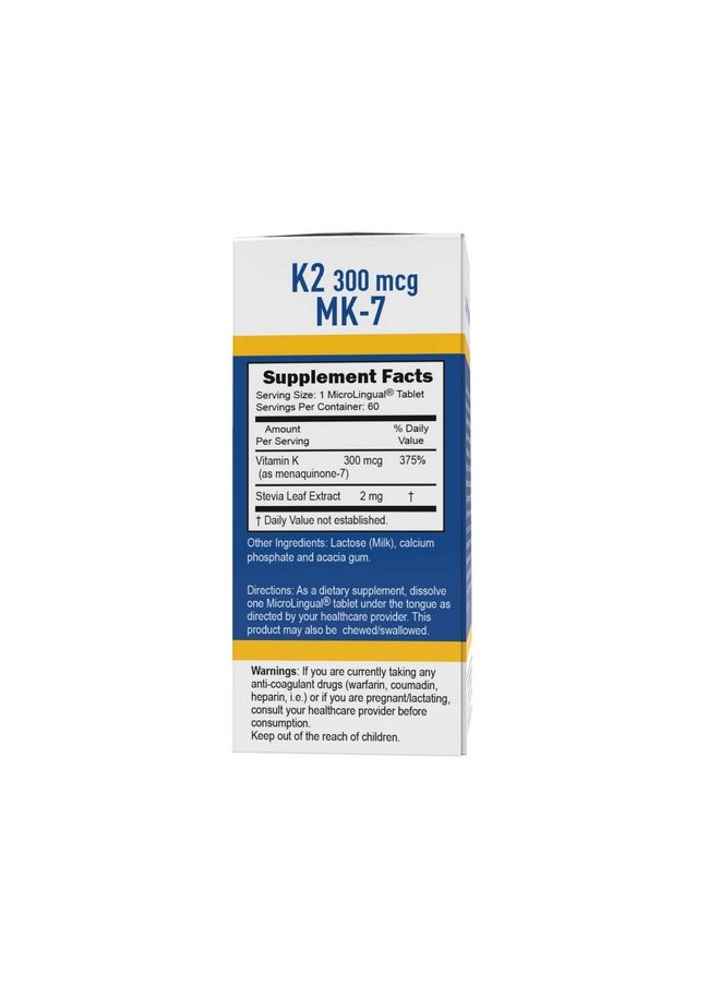 Superior Source - Vitamin K2 Mk 7 (Menaquinone 7) 300 Mcg Quick Dissolve Sublingual Tablets 60 Count Healthy Bones And Arteries Immune & Cardiovascular Support Assists Protein Synthesis Non Gmo - Image 1