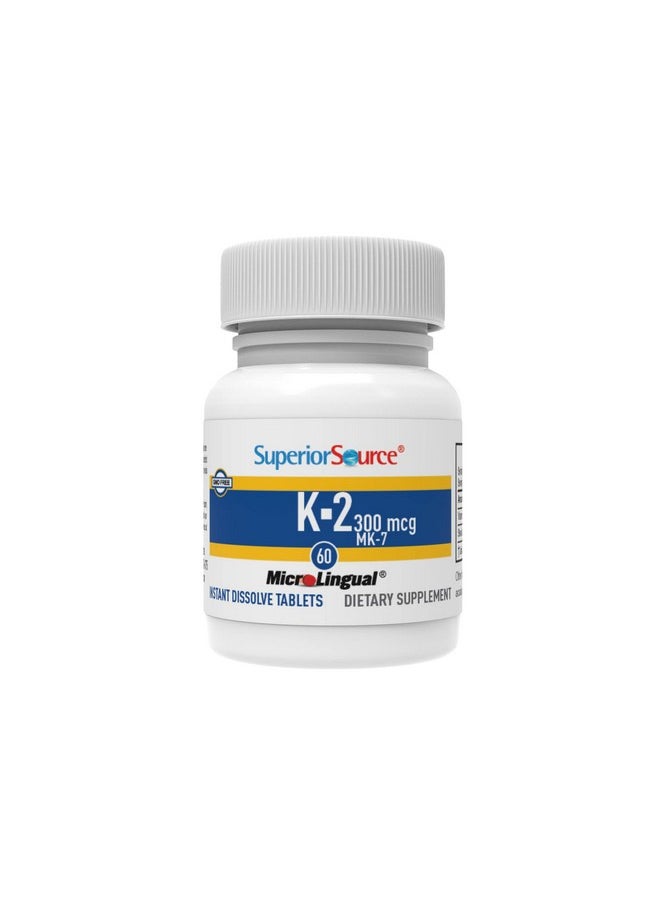 Superior Source - Vitamin K2 Mk 7 (Menaquinone 7) 300 Mcg Quick Dissolve Sublingual Tablets 60 Count Healthy Bones And Arteries Immune & Cardiovascular Support Assists Protein Synthesis Non Gmo - Image 1