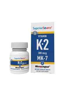 Vitamin K2 Mk 7 (Menaquinone 7) 300 Mcg Quick Dissolve Sublingual Tablets 60 Count Healthy Bones And Arteries Immune & Cardiovascular Support Assists Protein Synthesis Non Gmo