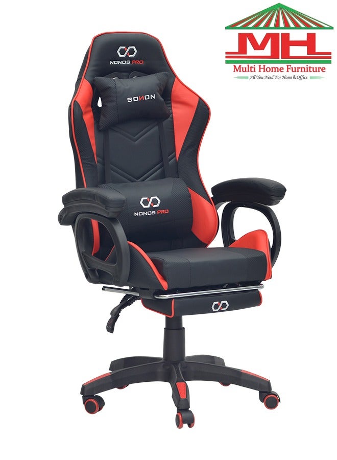 مالتي هوم فيرنيتشر أفضل كرسي ألعاب تنفيذي بتصميم حديث (FR44-RED/BLACK) لكرسي ألعاب الفيديو للكمبيوتر الشخصي مع ظهر متكئ بالكامل ومسند للرأس ومسند للقدمين للبالغين (من 10 إلى 20) عامًا - Image 1