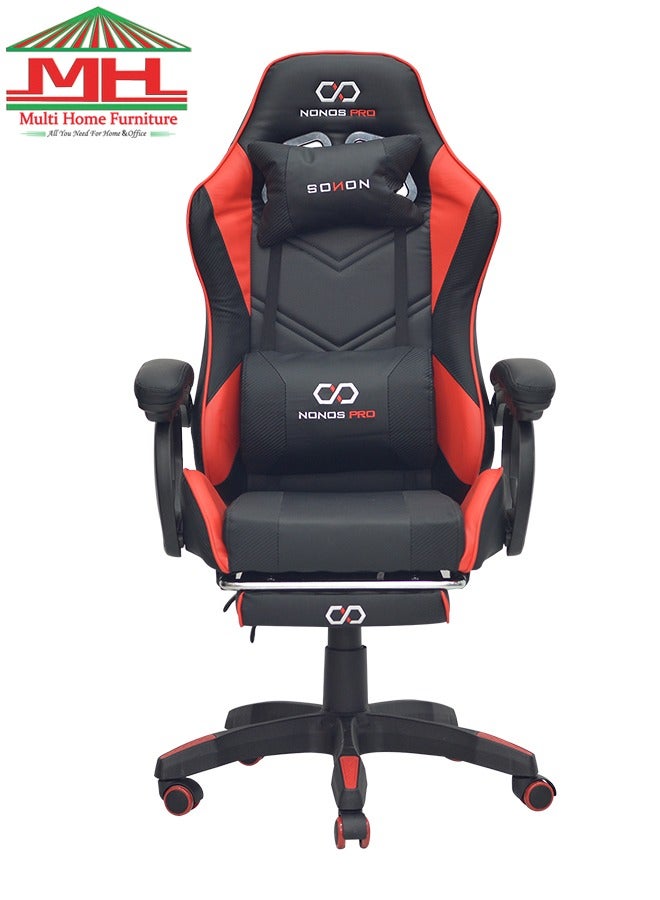 مالتي هوم فيرنيتشر أفضل كرسي ألعاب تنفيذي بتصميم حديث (FR44-RED/BLACK) لكرسي ألعاب الفيديو للكمبيوتر الشخصي مع ظهر متكئ بالكامل ومسند للرأس ومسند للقدمين للبالغين (من 10 إلى 20) عامًا - Image 2