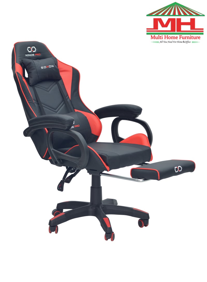 مالتي هوم فيرنيتشر أفضل كرسي ألعاب تنفيذي بتصميم حديث (FR44-RED/BLACK) لكرسي ألعاب الفيديو للكمبيوتر الشخصي مع ظهر متكئ بالكامل ومسند للرأس ومسند للقدمين للبالغين (من 10 إلى 20) عامًا - Image 4