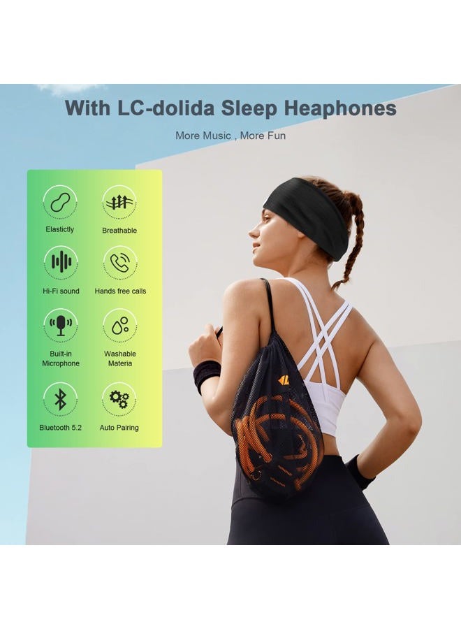 LC-dolida Sleep Headphones Headband Bluetooth 5.4, Headband Earphones Wireless with USB C Charge Port, Sleep Mask for Sleeping, Sports, Gifts, Workout, Jogging, Yoga, Insomnia, Air Travel, Meditation - Image 2