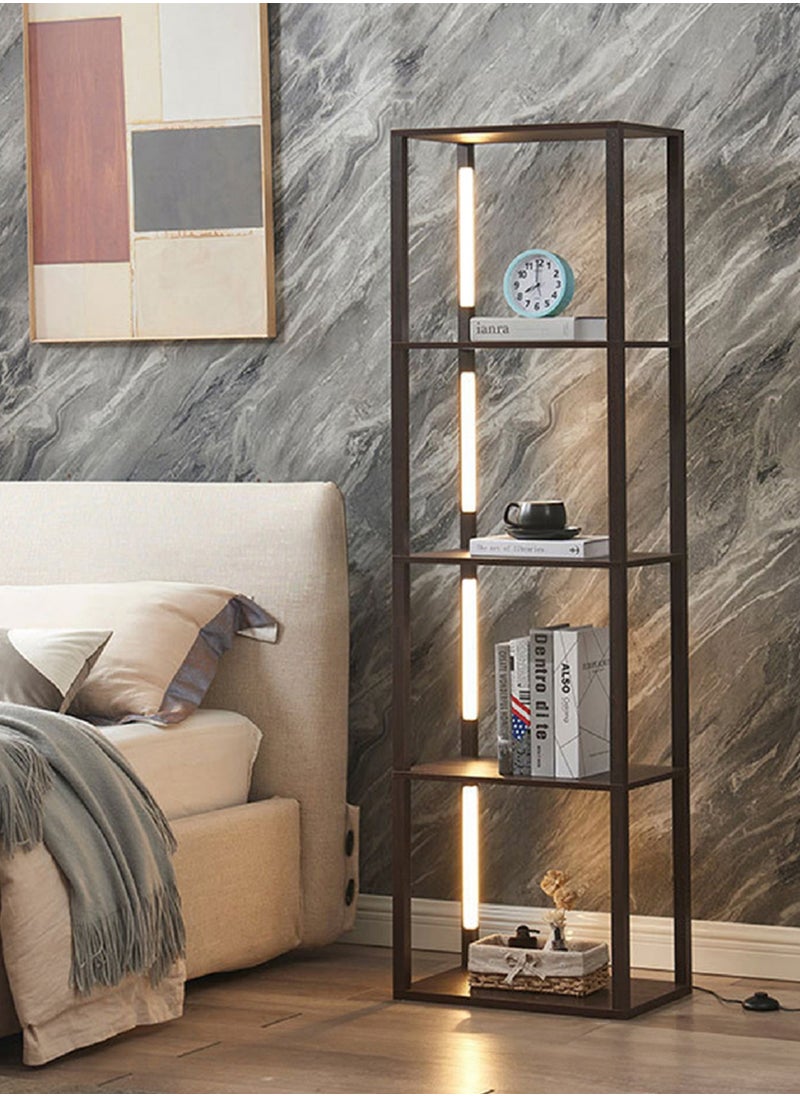 Sharpdo Luxury Solid Wood Plus Display Shelf With Tricolor Dimmable LED Floor Lamp Multifunctional Corner Cabinets With Multicolor Lighting Standing Lamp For Living Room Bedroom 40x30x162 centimeter  - Image 1