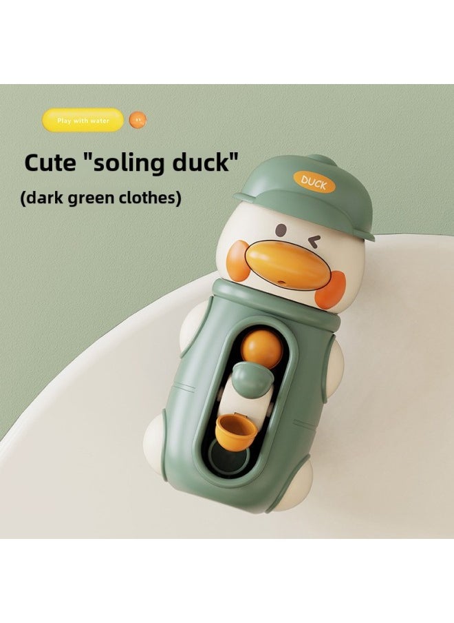 Generic - Baby Bathing Toy MengMeng Duck Swivel Water Truck Children's Water Play Small Elephant Water Spray Shower For Boys And Girls Babies-Color:Dark Green Water Wagon Duckling - Image 1