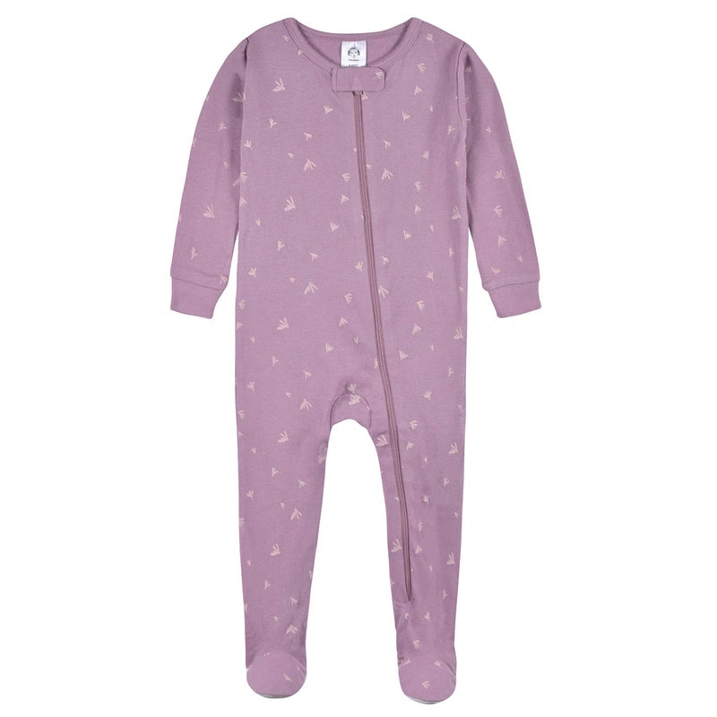 Gerber Baby Girls 2-Pack Footed Pajamas, Woodland Floral Purple, 18 Months - Image 3