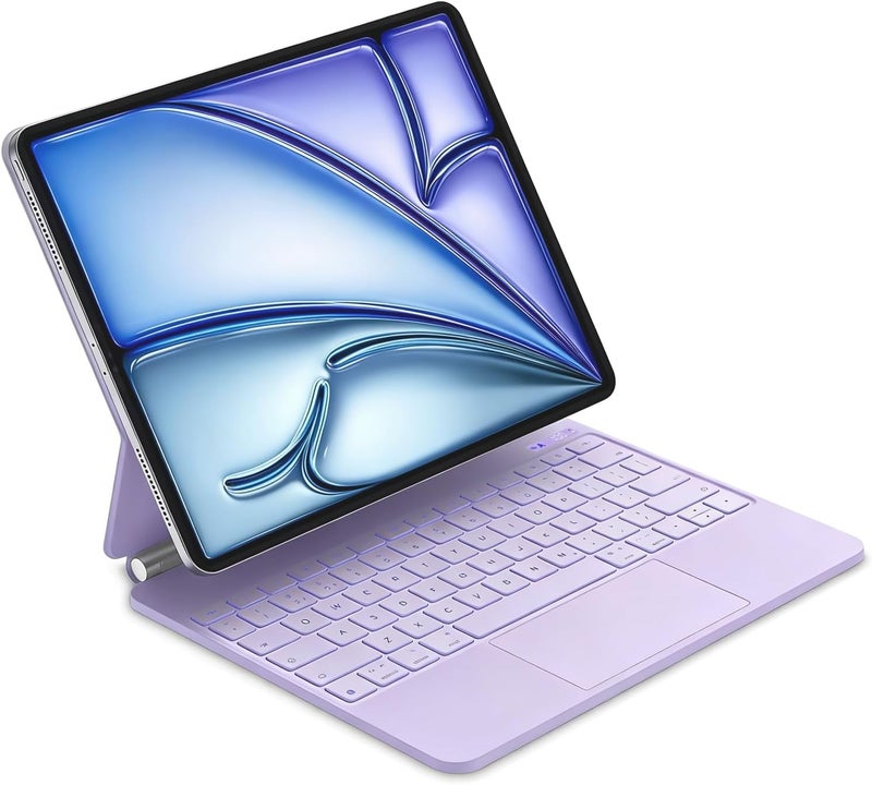 آرترابيت لوحة مفاتيح سحرية لـ iPad Air 11" M4/M3/M2 و iPad Air الجيل الخامس/الرابع و iPad Pro 11" (الجيل الأول/الثاني/الثالث/الرابع)، حافظة لوحة مفاتيح مع حامل مغناطيسي، لوحة لمس متعددة اللمس، إضاءة خلفية بـ 7 ألوان، أرجواني - Image 1