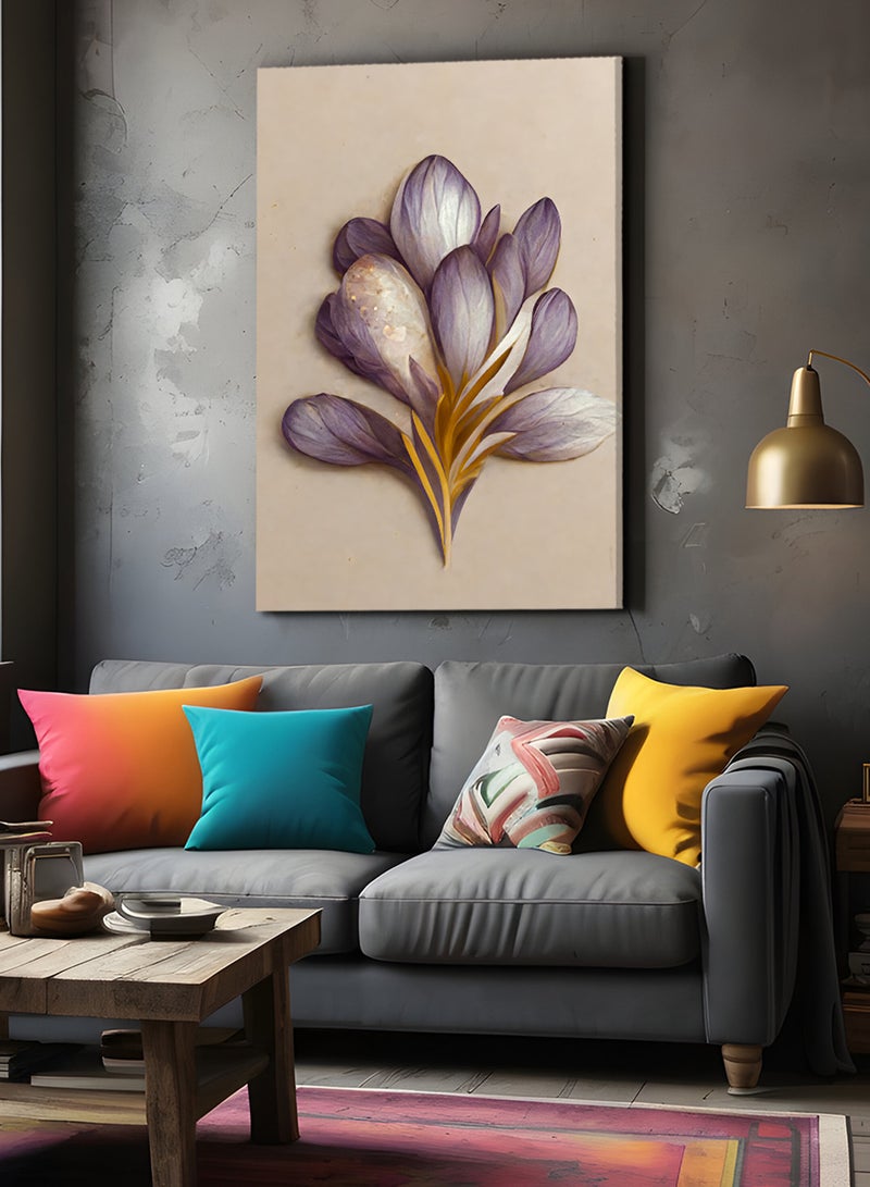 لوحة كانفاس على إطار خشبي بتصميم زهور - Image 1