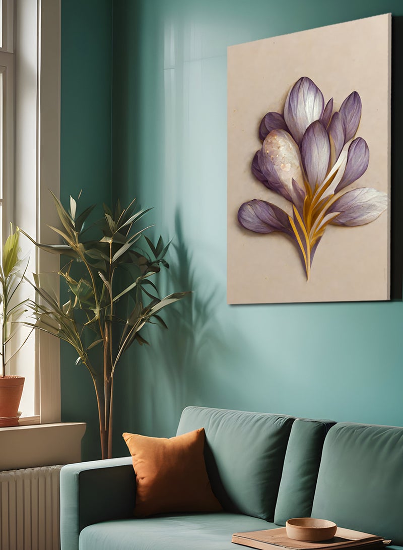 لوحة كانفاس على إطار خشبي بتصميم زهور - Image 2