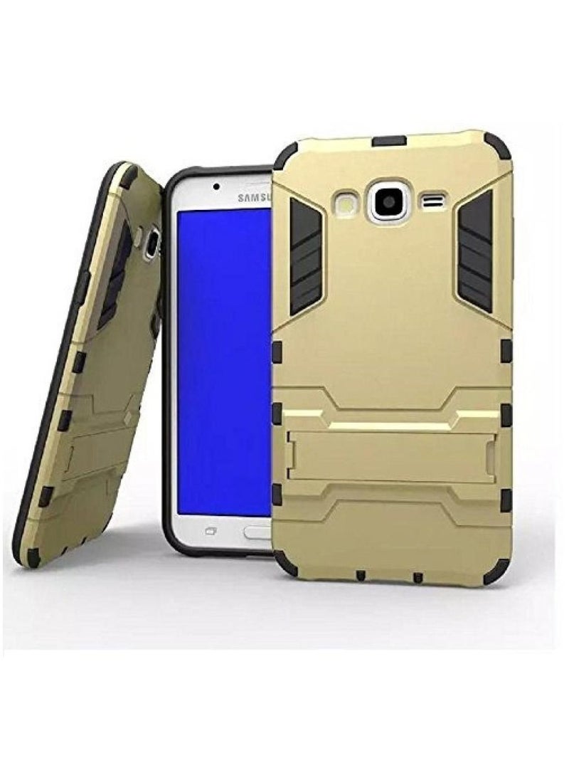 Generic - Samsung Galaxy J7 Robot Kickstand Cover Shockproof Military Grade Armor Defender Series Dual Protection Layer Hybrid TPU + PC Kickstand Back Case Cover - Golden - Image 1